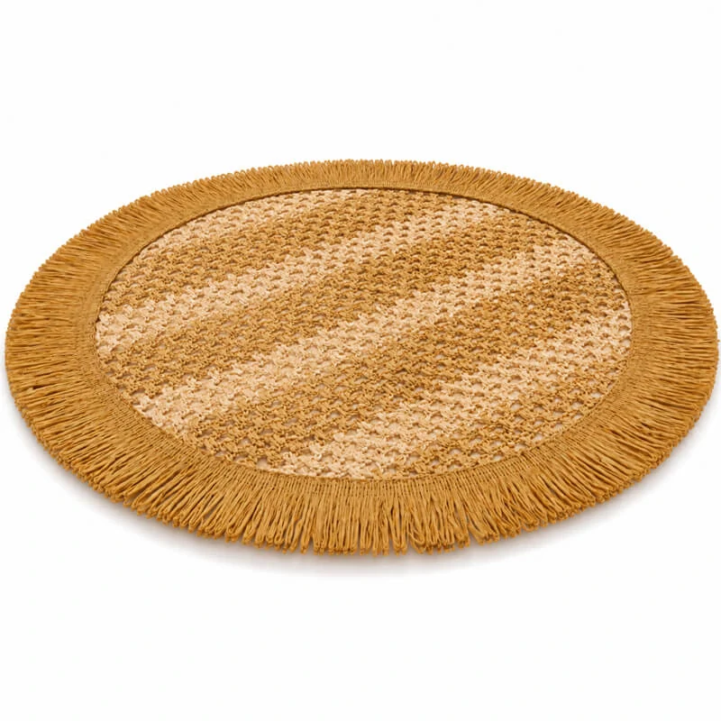 Okrúhla prírodná podložka pod tanier so strapcami 37 cm