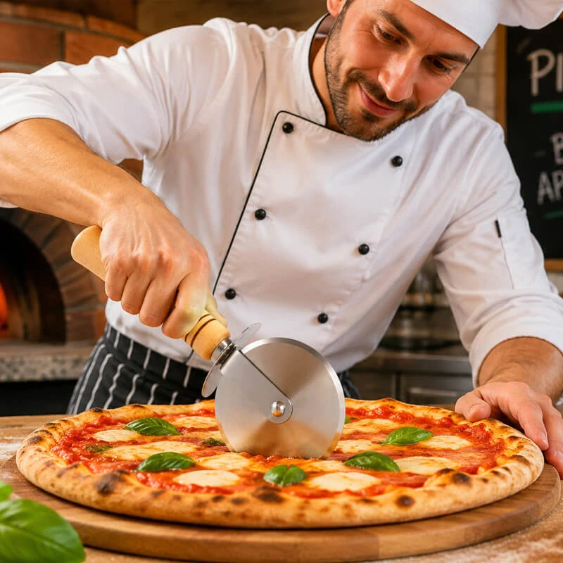 Krájač na pizzu s drevenou rukoväťou 22 cm