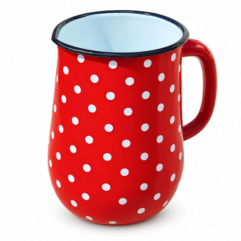 Bodkovaný smaltovaný džbán 2,5 l – červený