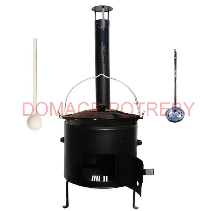 Smaltovaný kotlík 30 L (1,2 mm) + kovová kotlina 45 CLASSIC (KOV) + vareška a naberačka Easy party