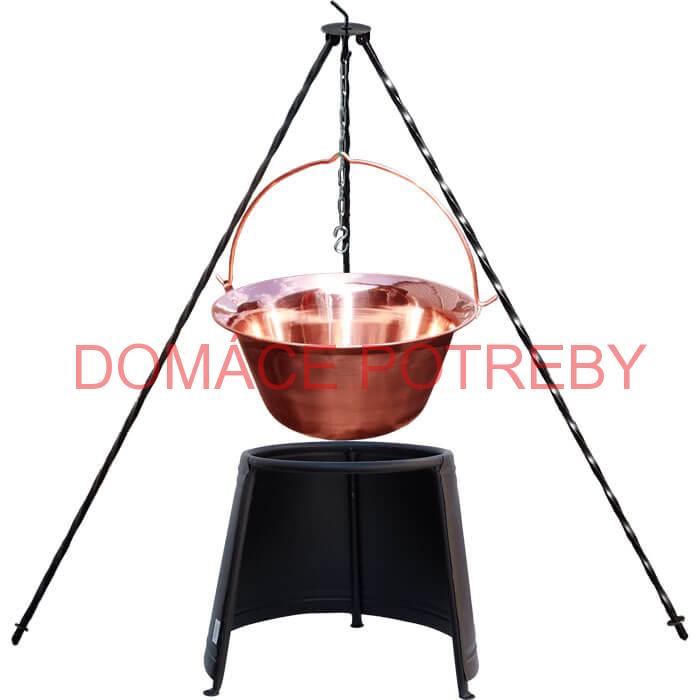 Medený kotlík 14 L (1,2 mm) + chránič plameňa 37 cm + trojnožka 1,2 m