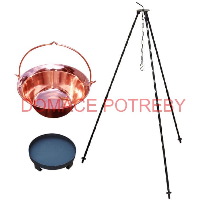 Medený kotlík 10 L (1,2 mm) + trojnožka 1,2 m + ohnisko 36 cm