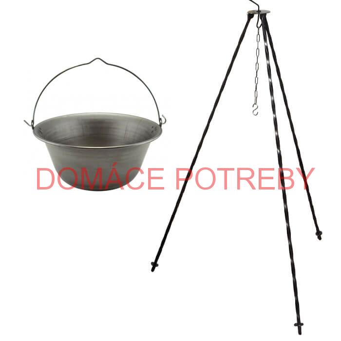 Železný kotlík 6 L (0,75 mm) + trojnožka 1 m