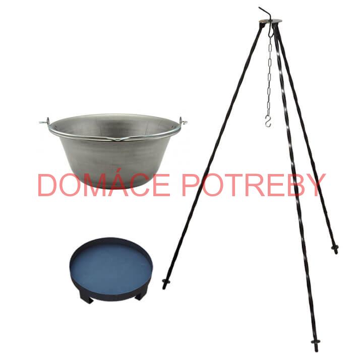 Železný kotlík 20 L (0,75 mm) + trojnožka 1,2 m + ohnisko 36 cm