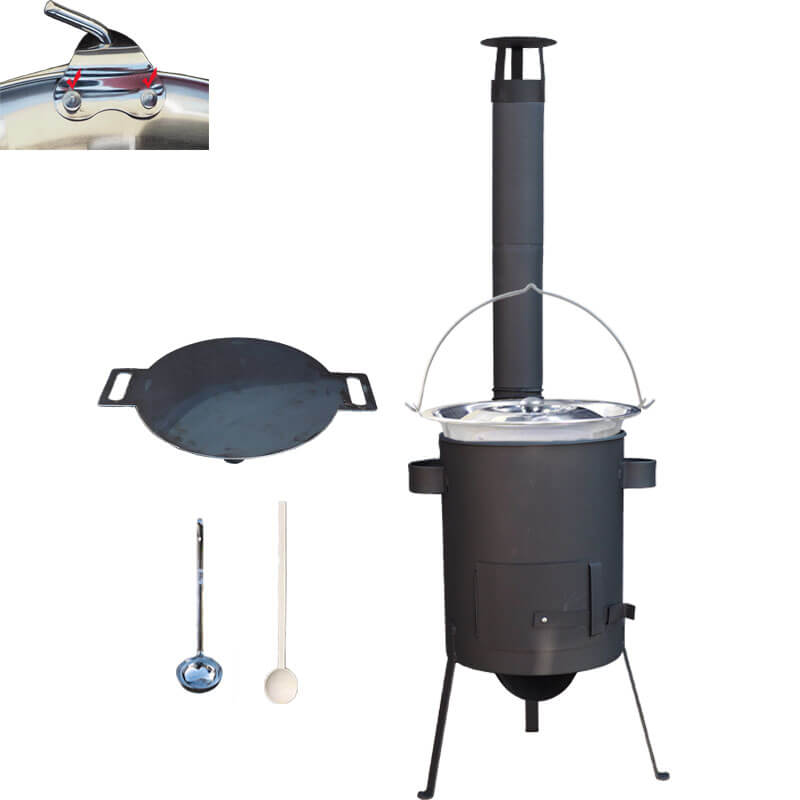 Nerezový kotlík 15 L (0,8 mm) s nitmi + železná panvica 38 cm UNI + kotlina 36 cm PLUS 600 4 MM