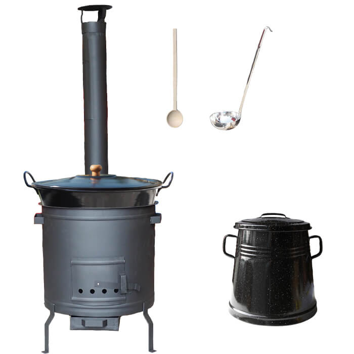 Smaltovaný kotol 60 L + žiaruvzdorná kotlina 53 cm PLUS 600 + Nádoba na masť 10 L