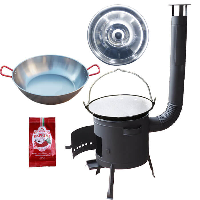 Smaltovaný kotlík 22 L + Panvica PAELLA (WOK) 45 cm + sladká paprika 50 g + nízka kotlina 42 PLUS 600
