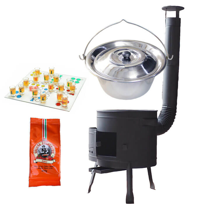 Nerezový kotlík 22 L (0,8 mm) + korenie + človeče pi už + nízka žiaruvzdorná kotlina 42 PLUS 600