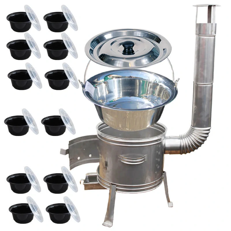 Nerezový kotlík 22 L (0,8 mm) INOX + Nerezová kotlina 42 INOX + misky 12 ks