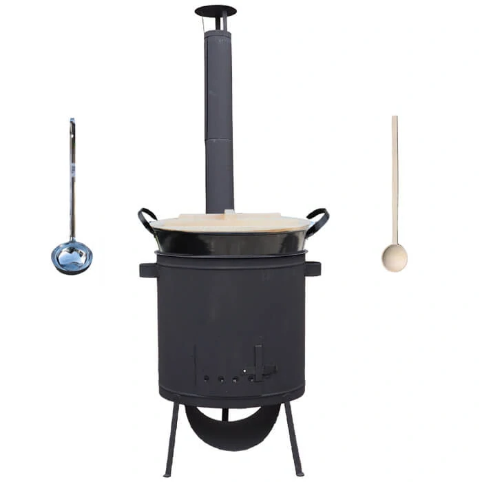 Smaltovaný kotol 100 L + žiaruvzdorná kotlina 42 PLUS 600 4 MM + varecha a naberačka BIG PARTY