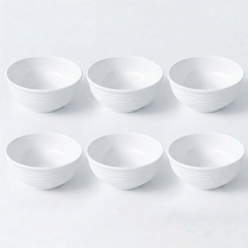 Set 6 ks: Prémiové biele misky s kamennou štruktúrou (750 ml)