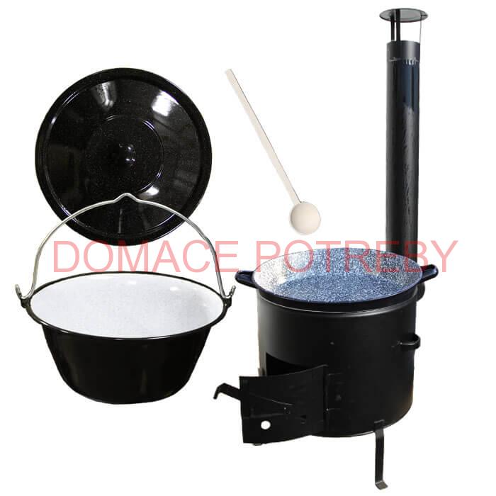 Smaltovaný kotlík 16 L (1,2mm) + smaltovaná grilovacia panvica s uškami GRILL PARTY