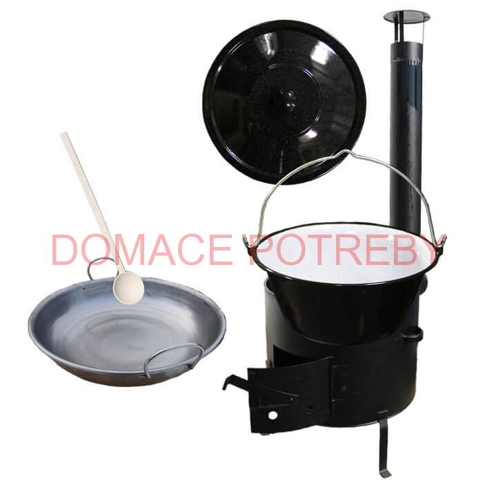 Smaltovaný kotlík 30 L (1,2 mm) + železná grilovacia panvica s uškami GRILL PARTY
