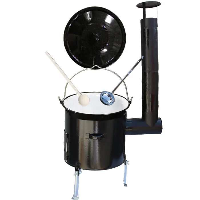 Smaltovaný kotlík 16 L (1,2 mm) + smaltovaná kotlina 39 cm + vareška a naberačka Easy party